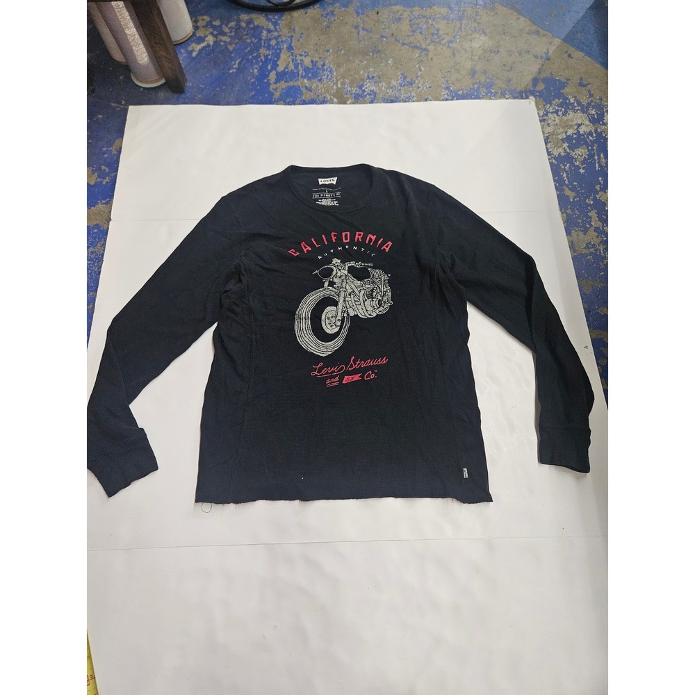 Levis Mens California Authentic Motorcycle Waffle Knit Thermal Shirt Black L